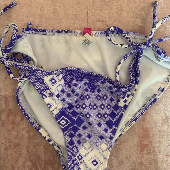 👗Purple White OP String Bikini Boho Bottoms Juniors 11-13 Large - Picture 1 of 4